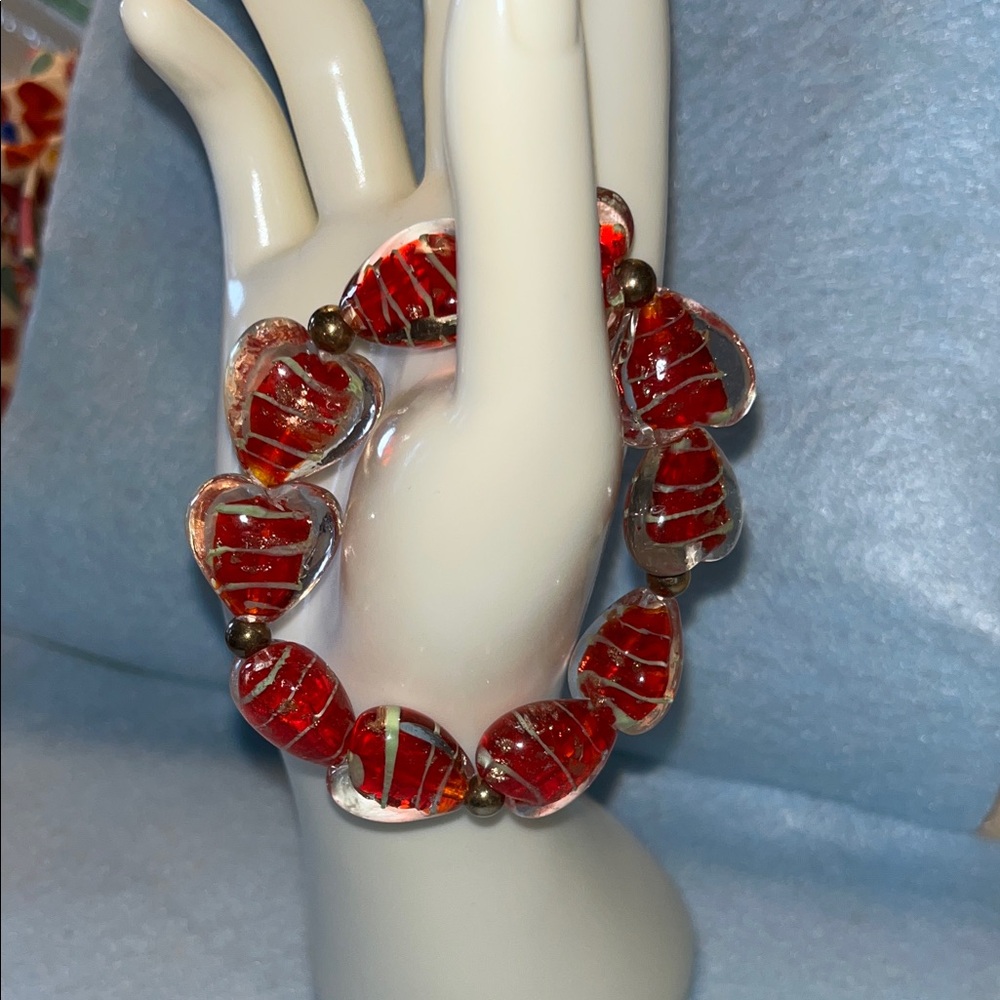 Red Heart Beaded Bracelet
